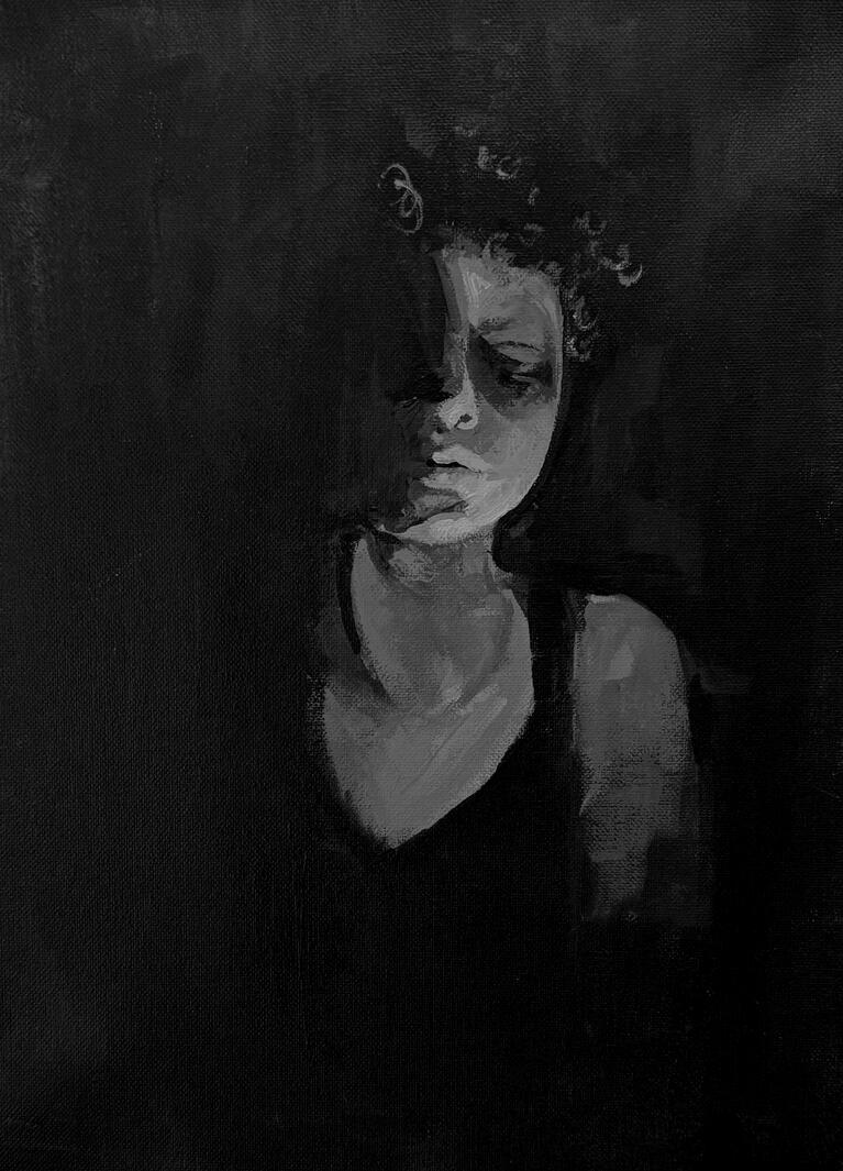 Self portrait, acrylic on canvas