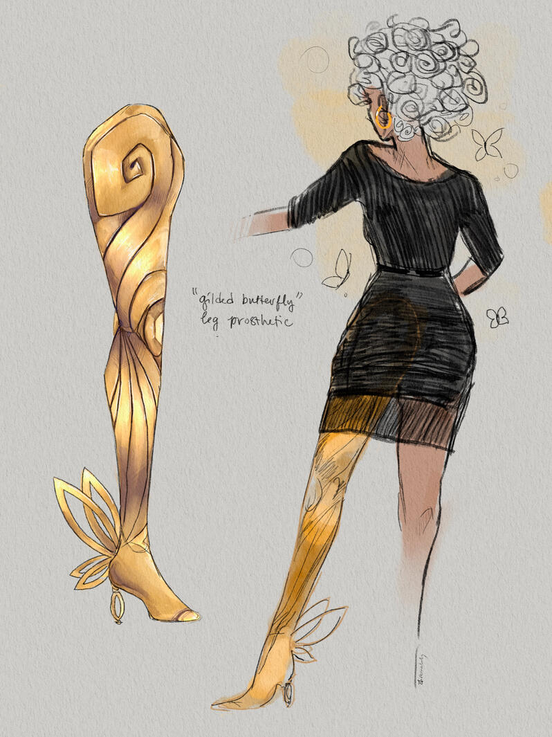 Gilded butterfly prosthetic concept, digital